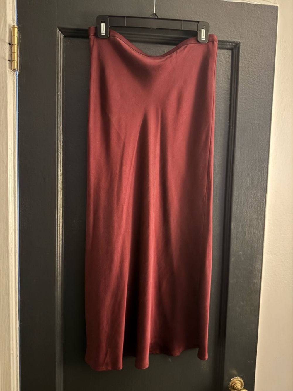 Annie Bing Women's Burgundy Satin Slip Skirt